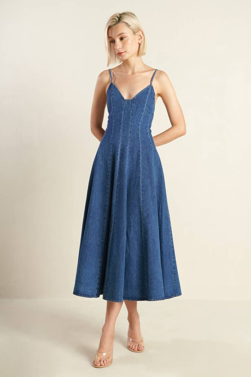 ROSEWOOD ROMANCE Denim MIDI Kleid