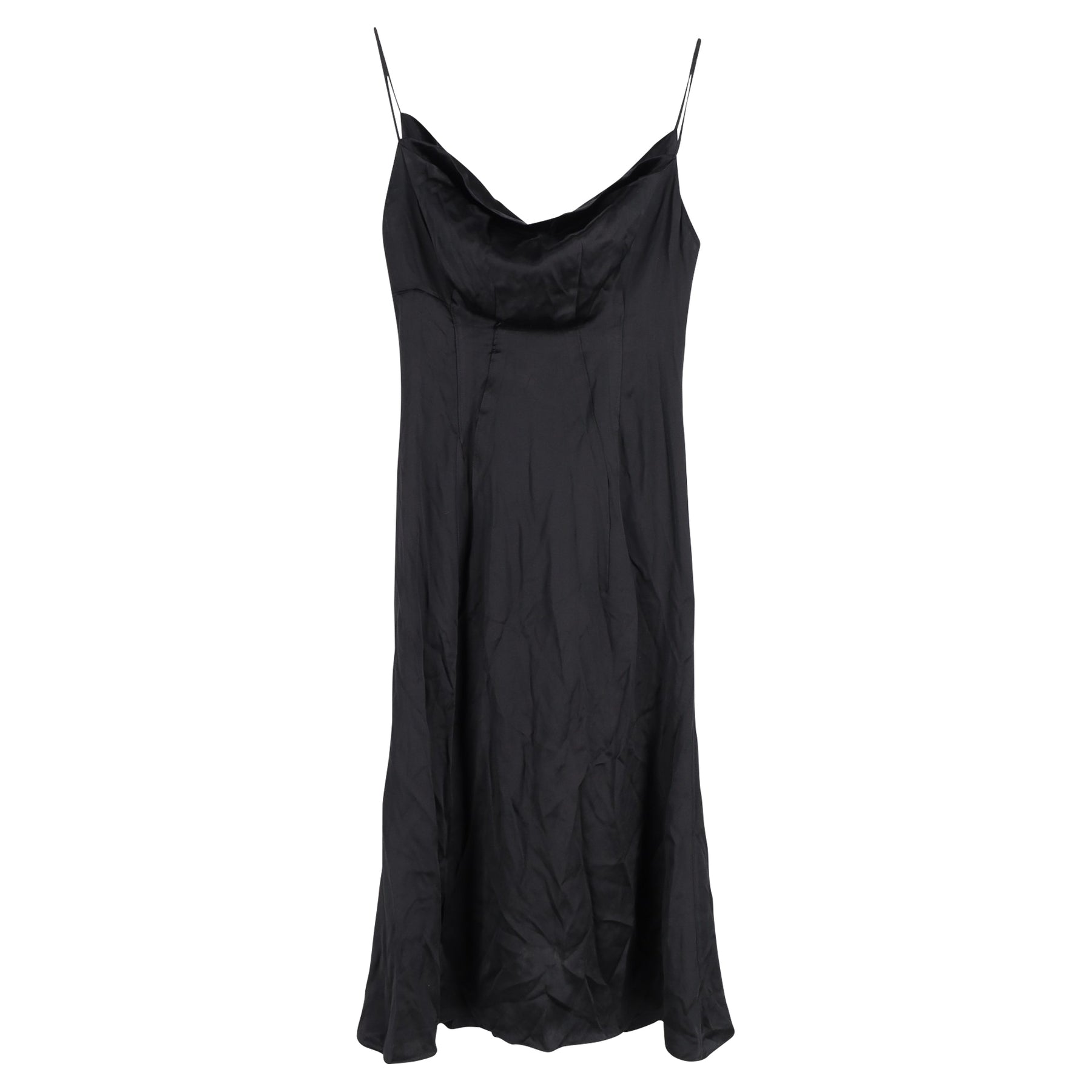 Versace Slip-Kleid mit Wasserfallausschnitt aus schwarzem Satin