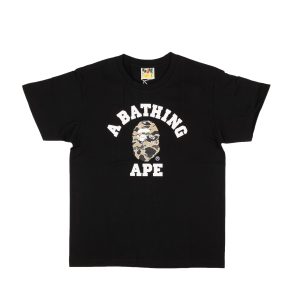 Bape Black Baumwolle Ape Kurzarm-T-Shirt – Schwarz