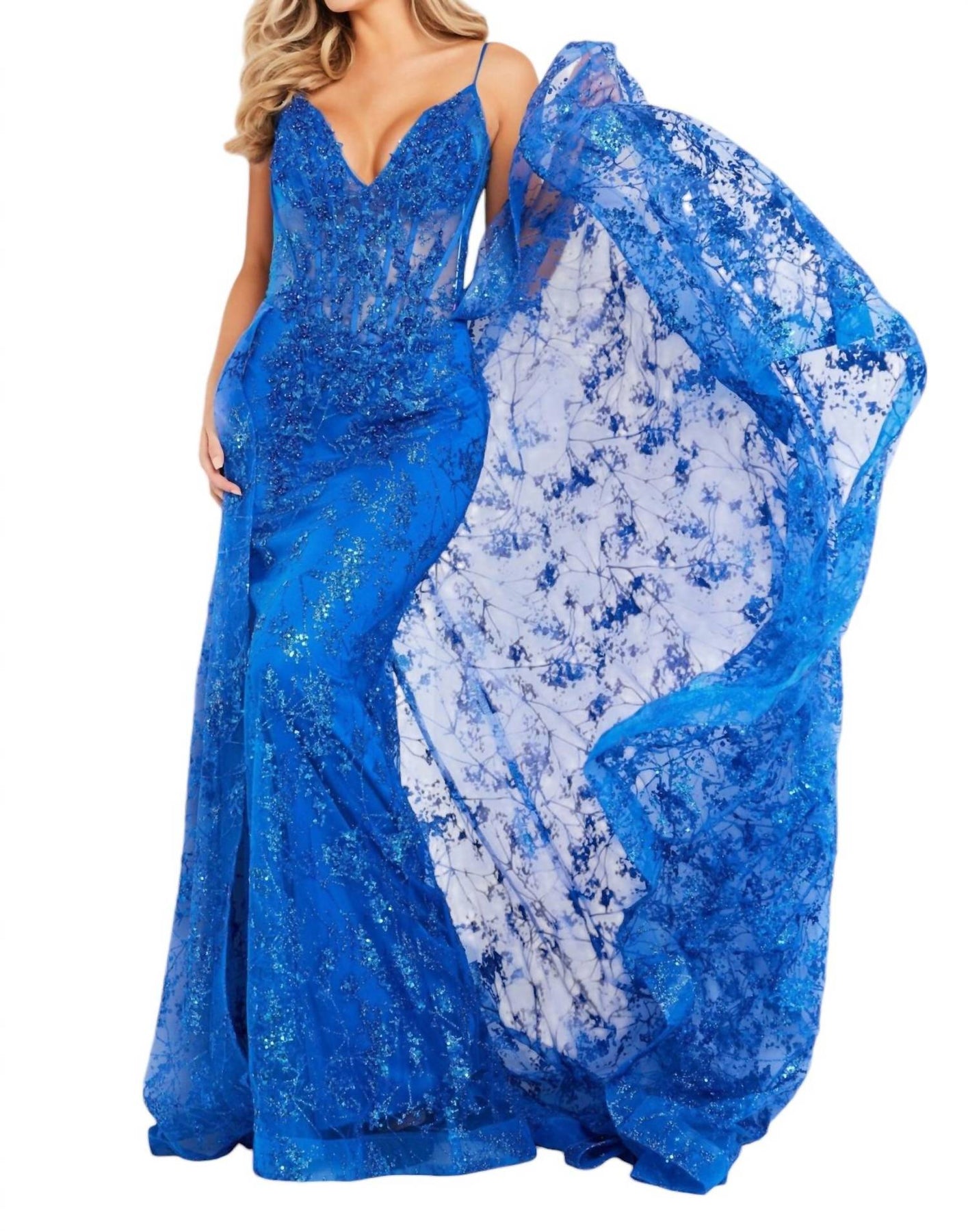 Amythyst Verziert Korsett Bodice Kleid in Royal Blau