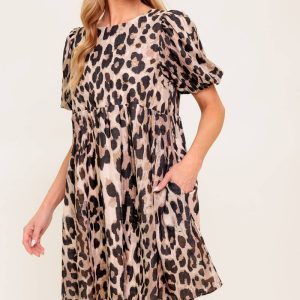 FOREVER YOURS LEOPARD gewebtes Minikleid