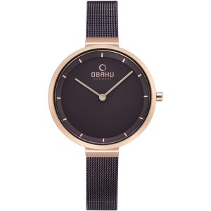 Obaku Damen Walnuss grau Zifferblatt Armbanduhr