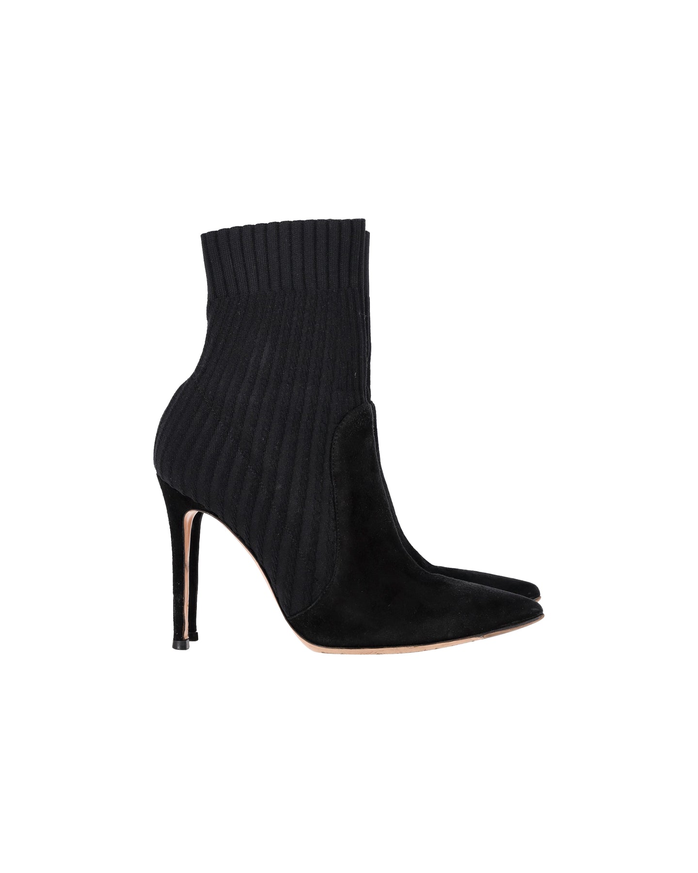 Gianvito Rossi gestrickte 90-Sockenstiefel aus schwarzem Wildleder