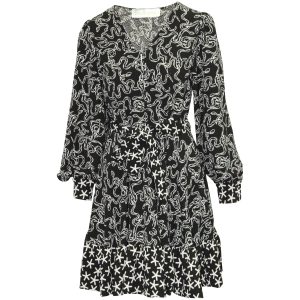 Stine Goya Farrow kurzes strukturiertes Kleid aus schwarzem Polyester 7764874657852