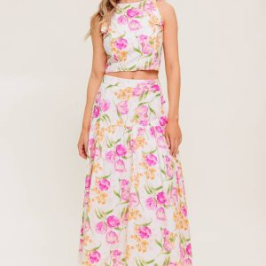 BOTANISCHE BLISS gewebt TOP UND Rock Set