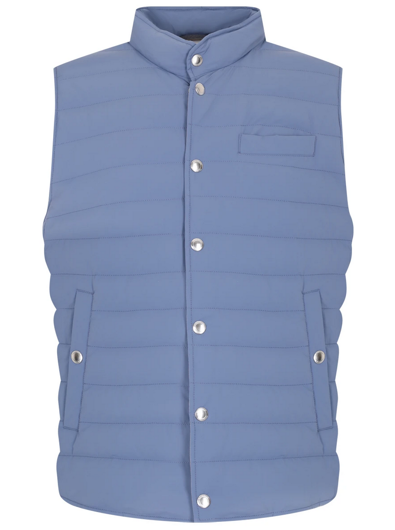 Brunello Cucinelli Herren-Daunensteppweste in Blau