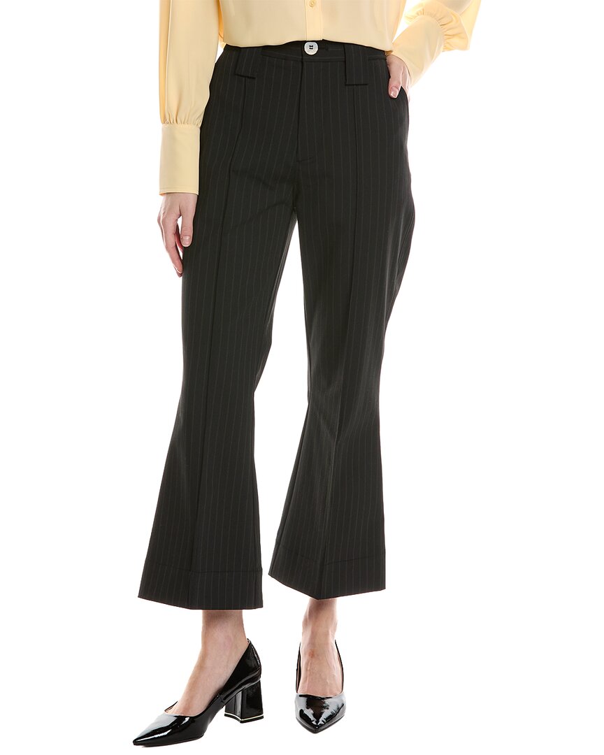 GANNI Stretch Stripe Bootcut Crop Hose mit hohem Bund