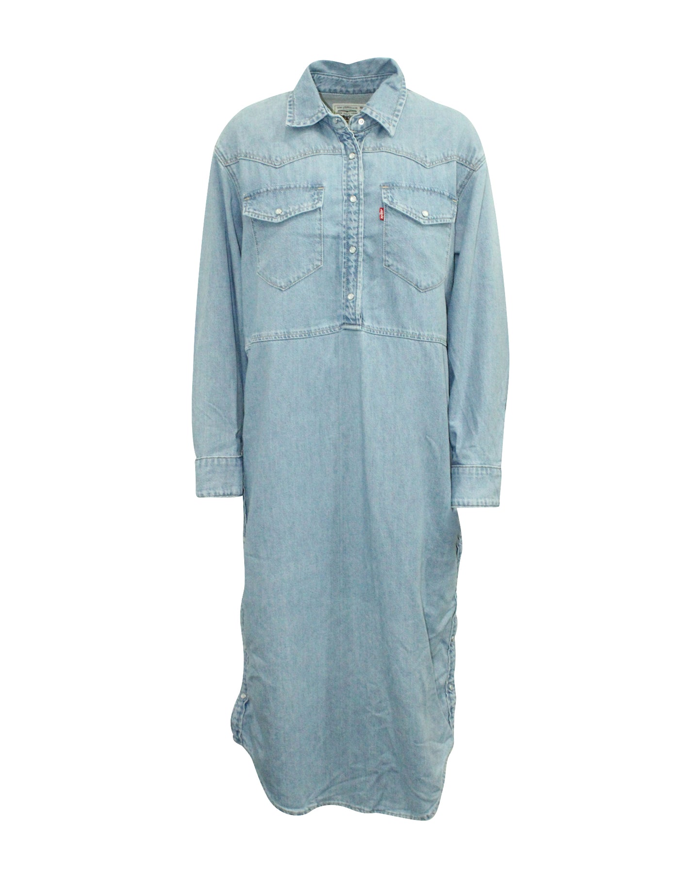 Ganni x Levi'S Hemdkleid aus hellblauer Baumwolle