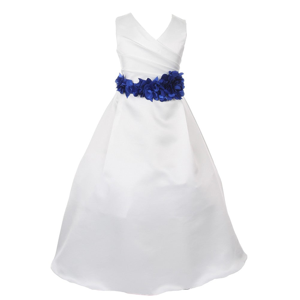 Braut-Blumenmädchenkleid für kleine Mädchen, elfenbeinfarben, Farbauswahl, Schärpe in voller Länge, 2–6