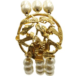 Salvatore Ferragamo Imitat Perle Armband mit runder Schließe in Gold Metall