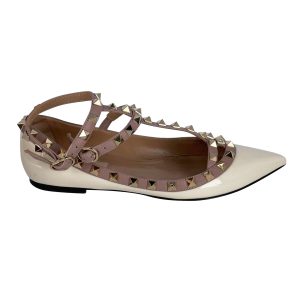 Valentino Garavani Rockstud Spitze Ballerinas in Weiß Patent