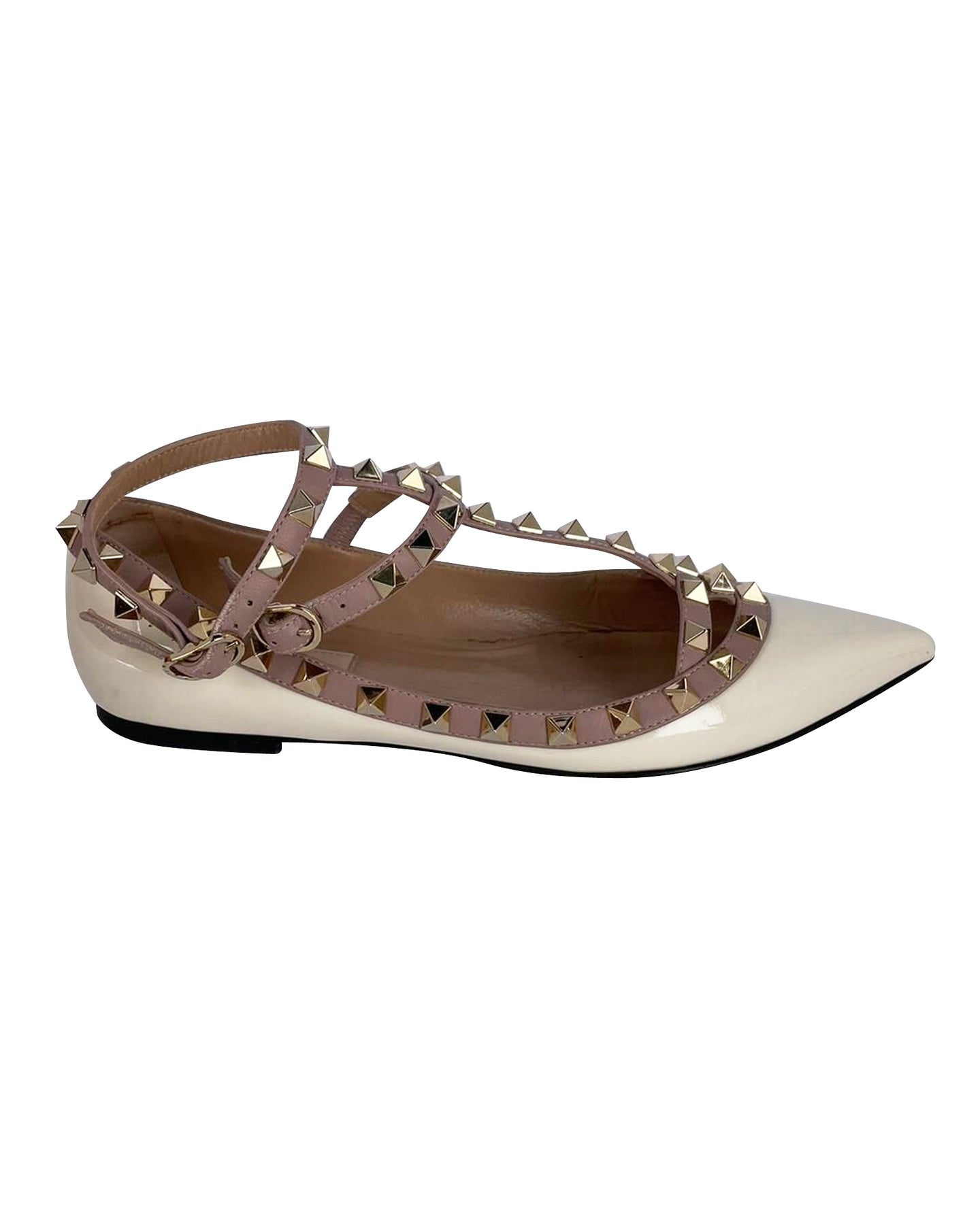 Valentino Garavani Rockstud Spitze Ballerinas in Weiß Patent