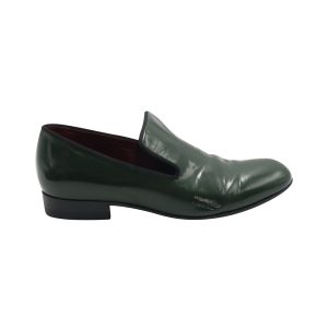 Celine Flache Slipper aus grünem Leder