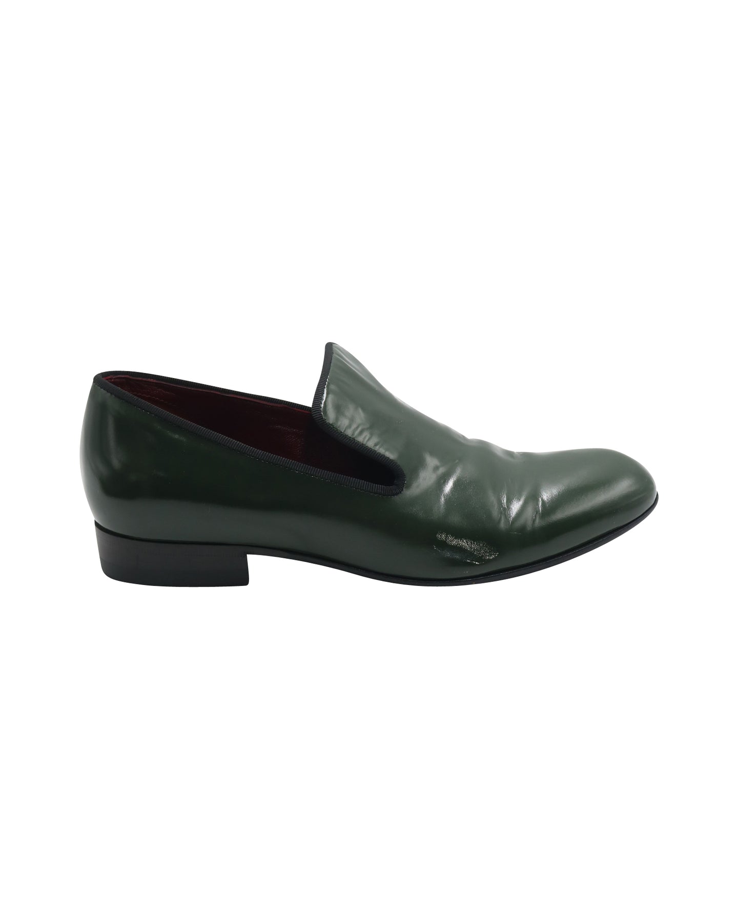 Celine Flache Slipper aus grünem Leder