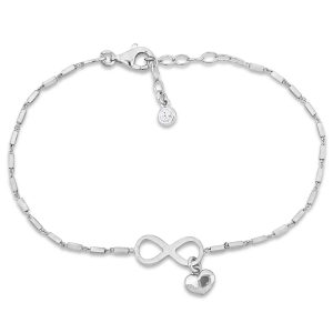 Mimi & Max Children’s 1/5ct TGW kubische Zirkonia Unendlichkeit und Herz Charme Armband mit Sterling Silber – 6.5+1 in.
