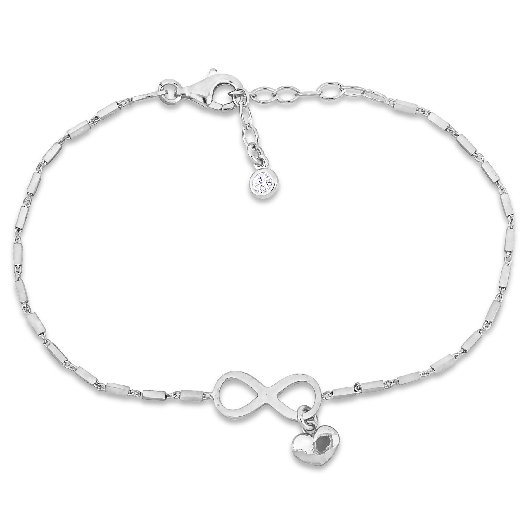 Mimi & Max Kinder 1/5ct TGW Zirkonia Infinity und Herz Charm Armband mit Sterling Silber – 6.5+1 in