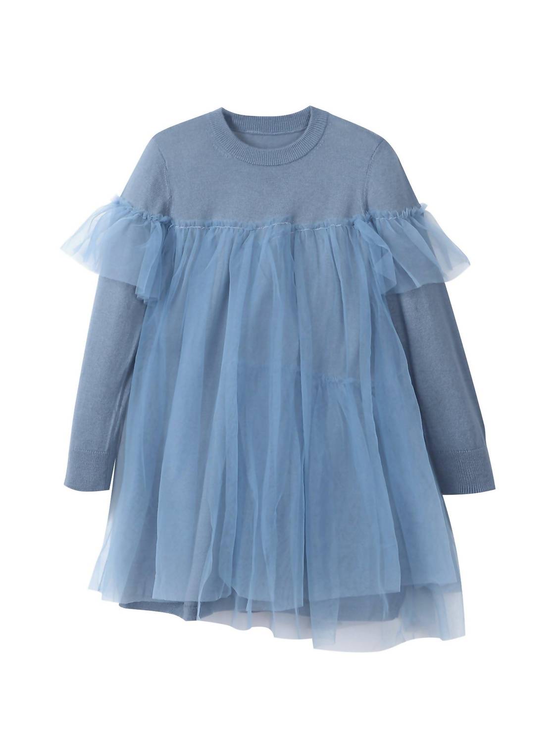 Kinder stricken Tüllkleid in blau