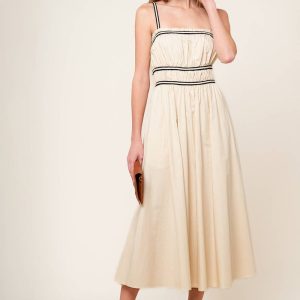 TERRIFIC TIMING creme gewebt Midikleid