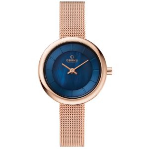 Obaku Damen stille blaue Zifferblatt Armbanduhr