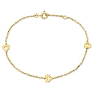 Mimi & Max Children’s Enamel Heart Charm Rolo Chain Link Armband aus 14k Gelbgold – 6,5+0,5 in.