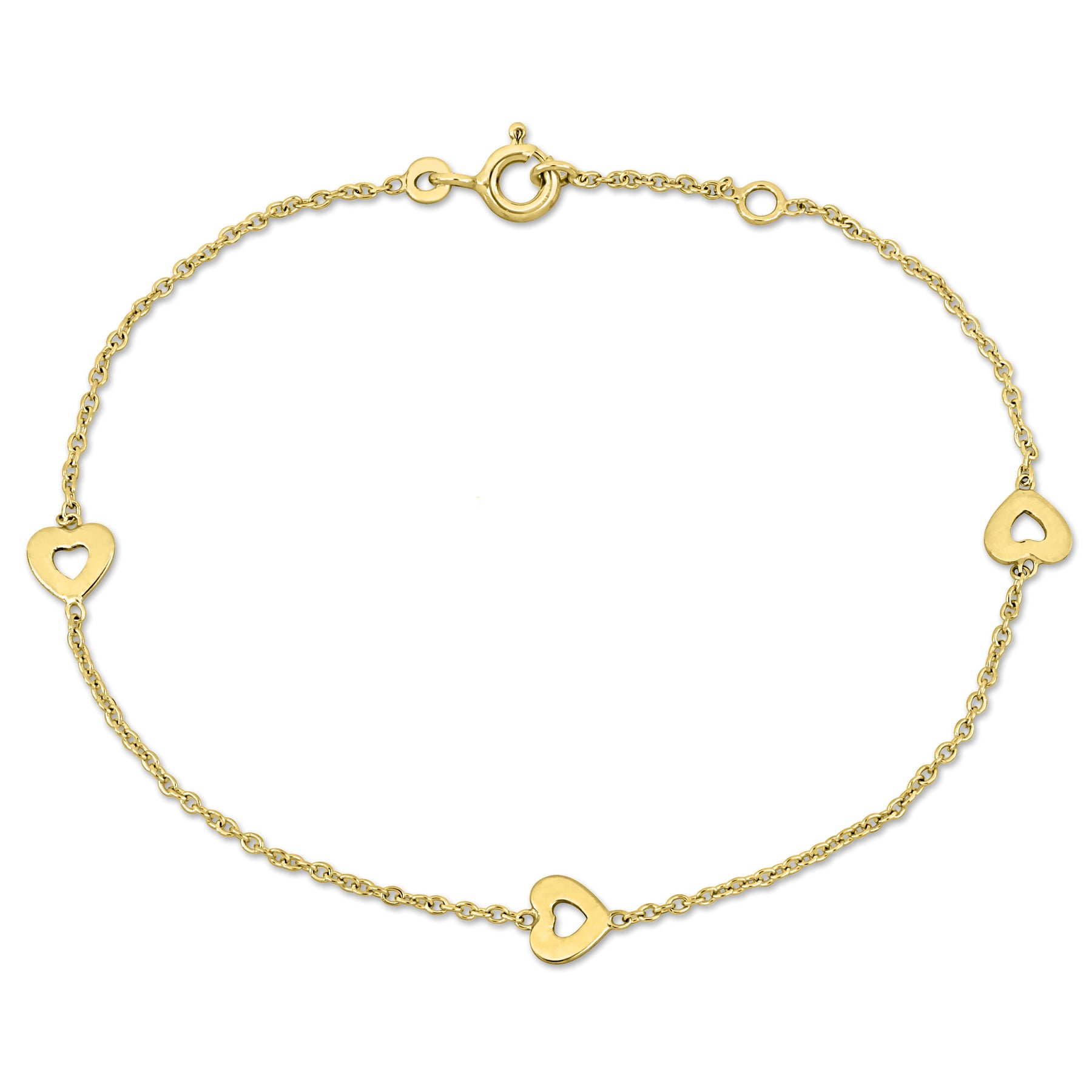 Mimi & Max Kinder Emaille Herz Charm Rolo Kette Gliederarmband in 14k Gelbgold – 6.5+0.5 in