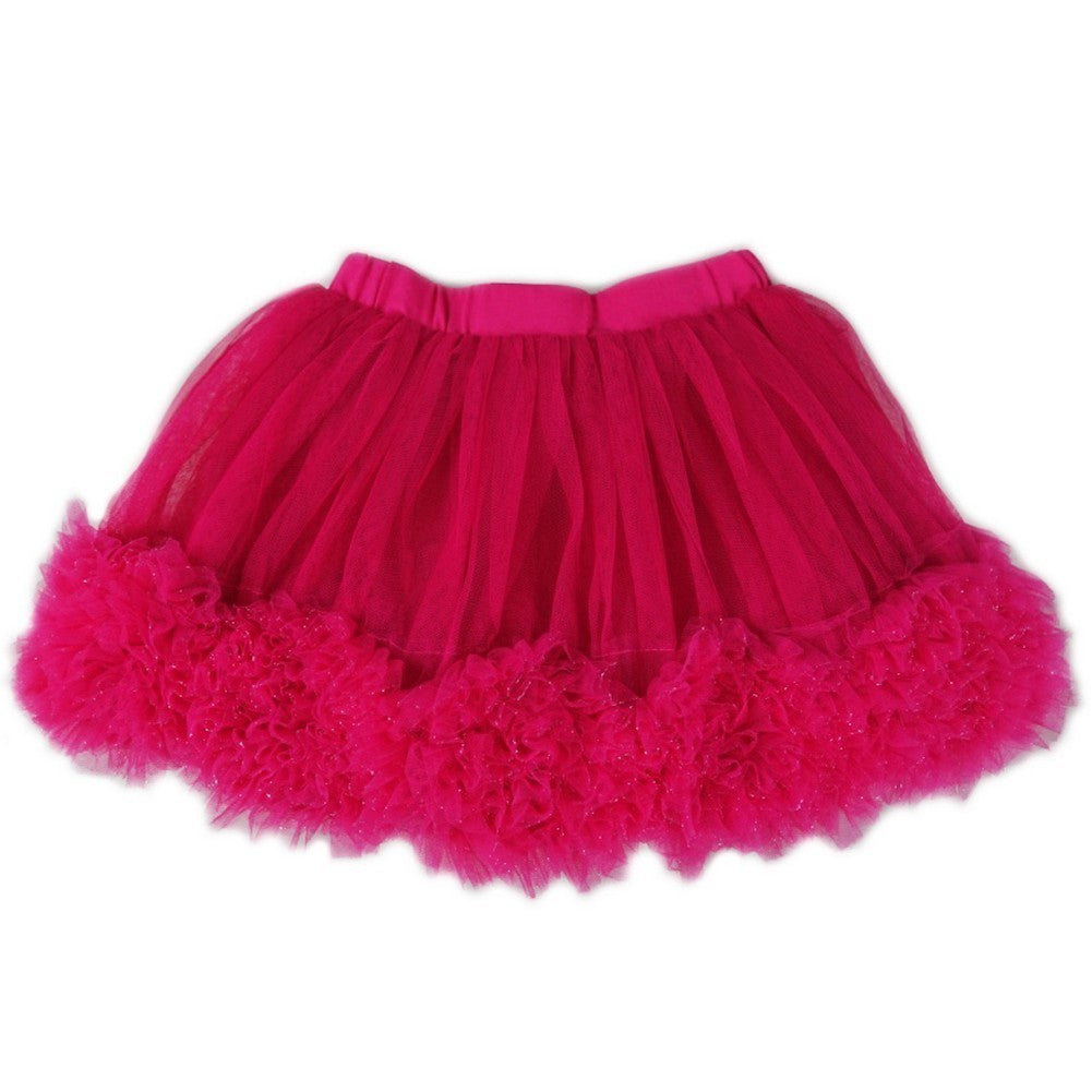 Mädchen-Ballett-Tutu-Rock mit 3-D-Rosenbesatz in Pink, S (9–24 Monate)–XL (6–8 Jahre)
