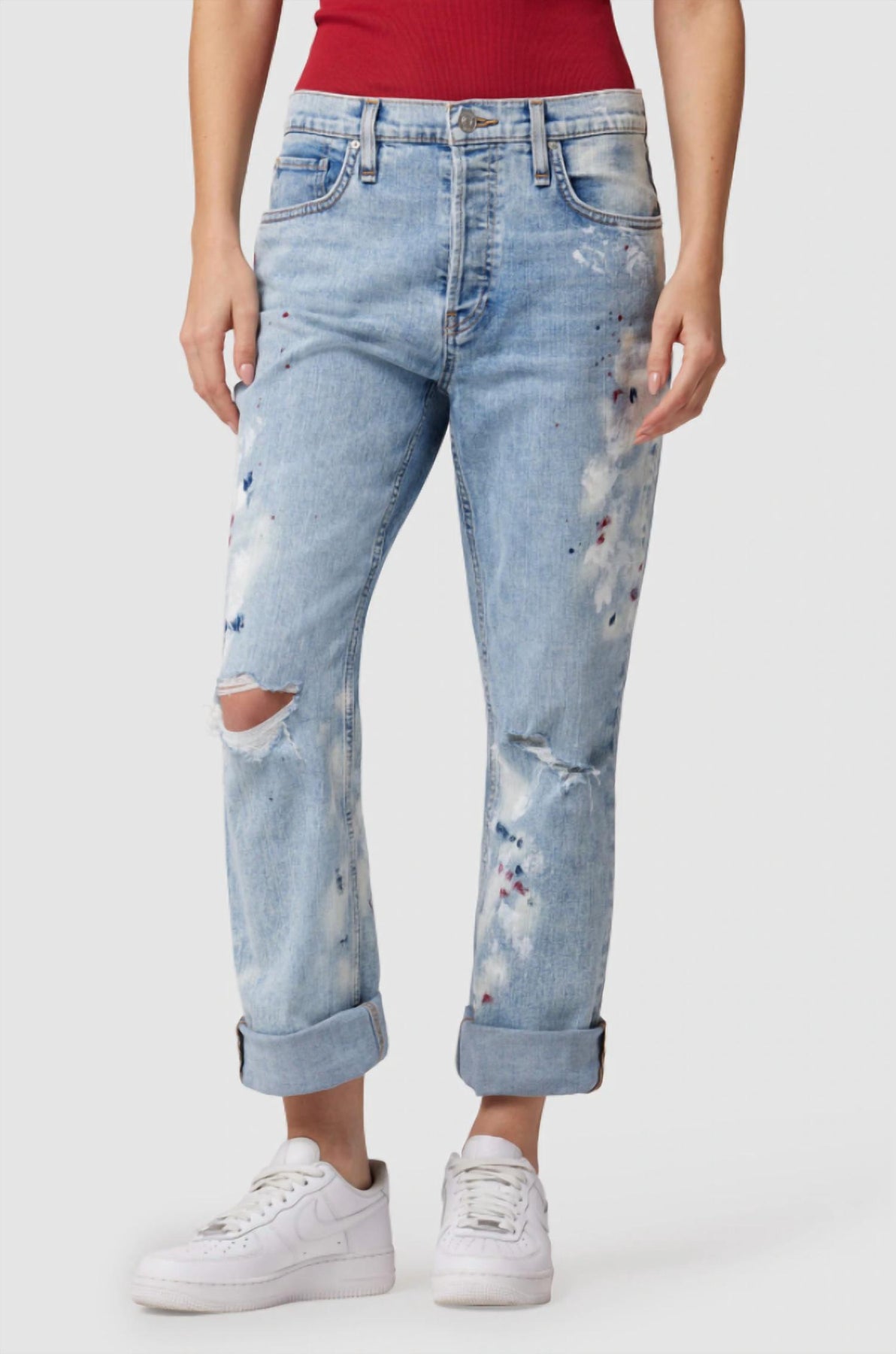Thalia 90's locker Fit Knöchel mit gerolltem Saum Jean In Pigment Explosion