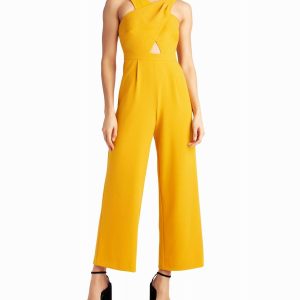 Charli Stretch Crepe Halfter Hals Overall in gold orange 7668053311548