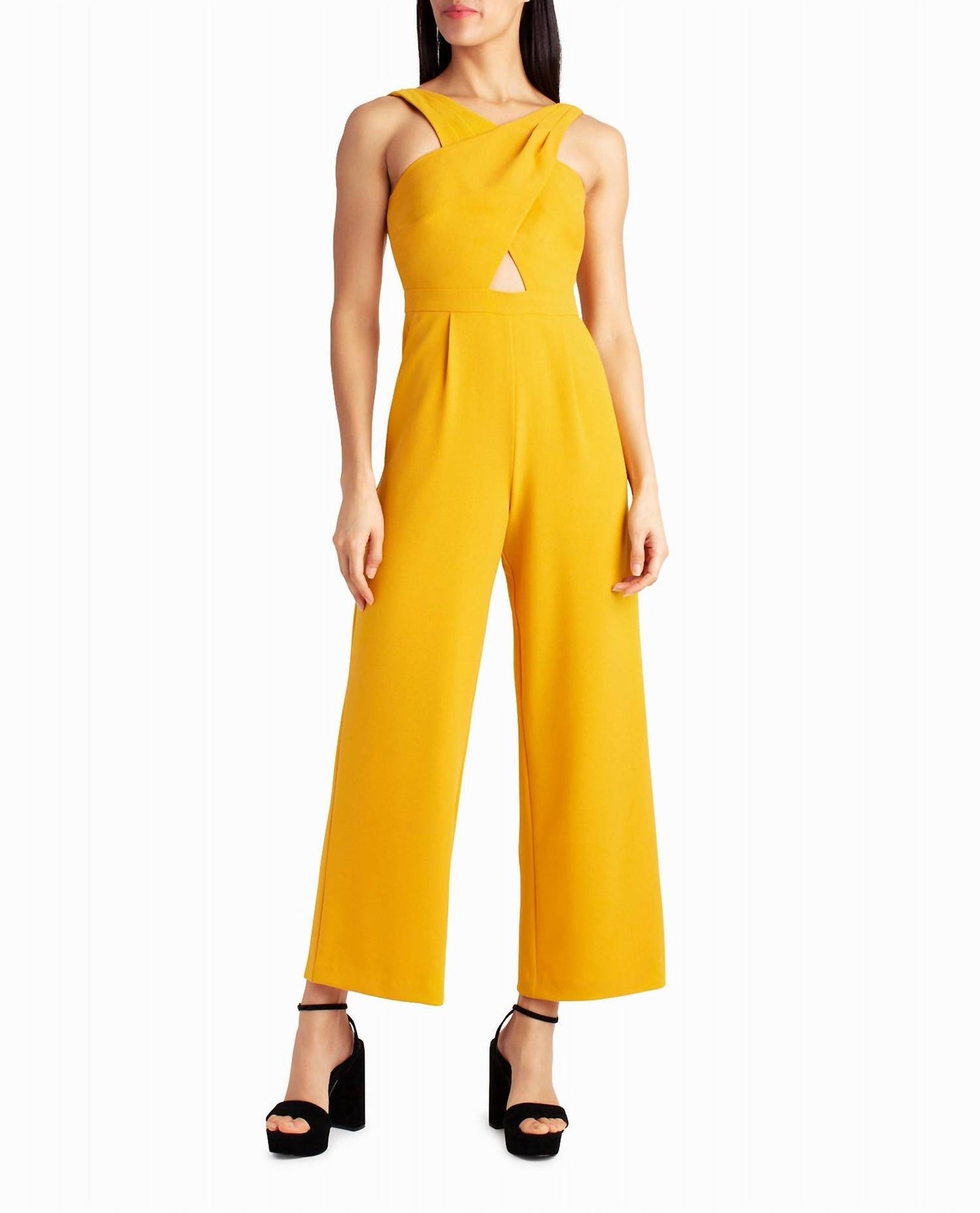 Charli Stretch Krepp Neck Jumpsuit in Golden Orange