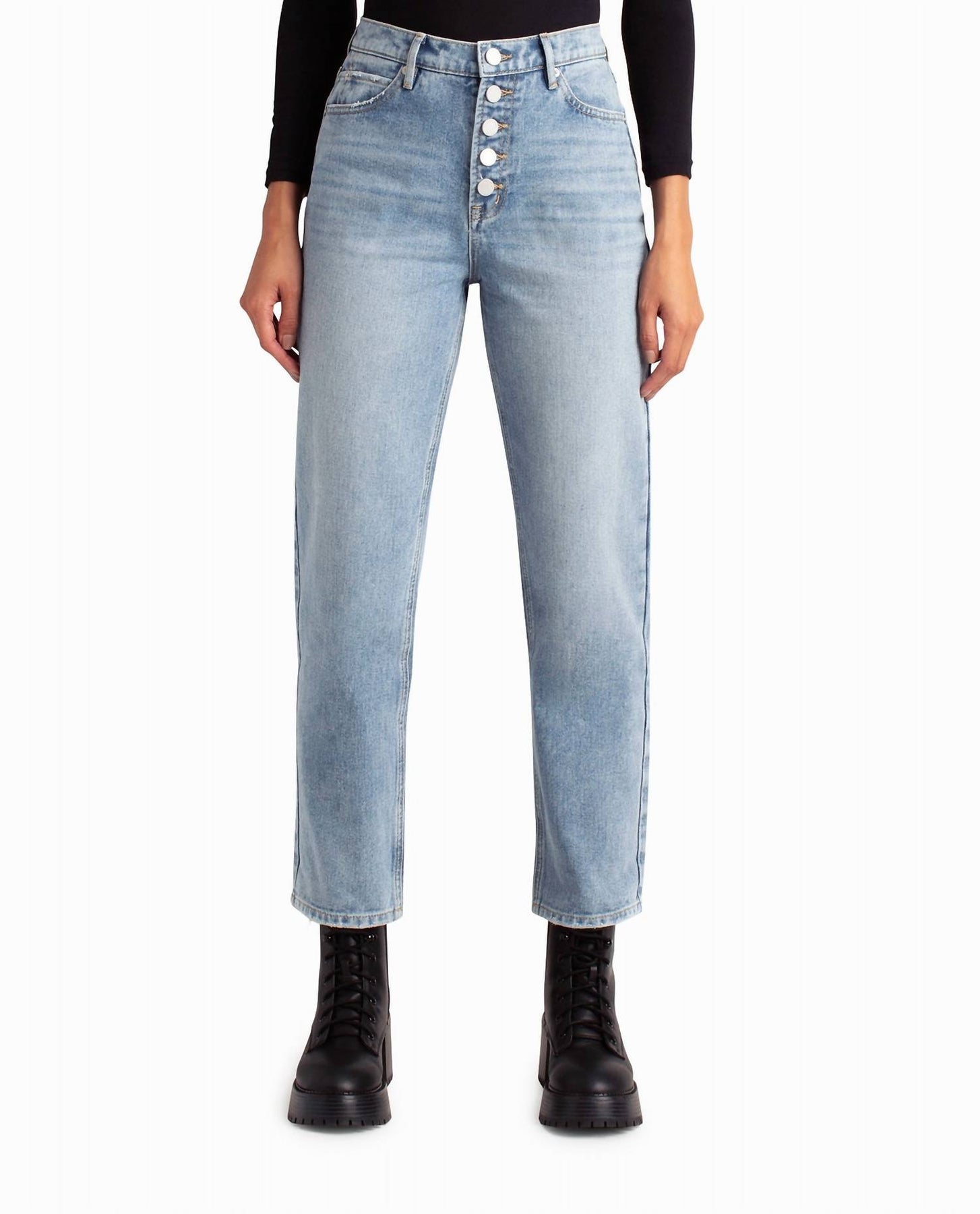 Clinton Hill hoher Bund 90er Jahre locker Fit Jeans in Mittelblau