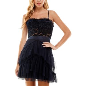Fit & Flare-Kleid aus Samt für Junioren