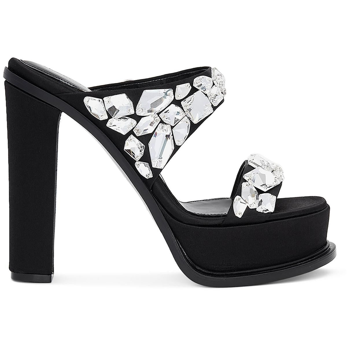 Satin Juwelen Absatzschuhe
