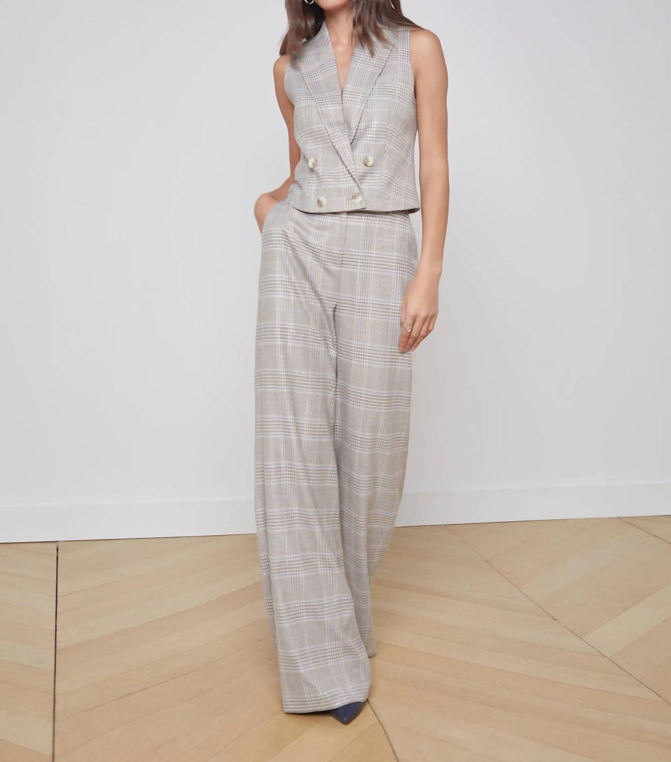 Pilar Hose mit breitem Bein in Elfenbein/neutral Mehrfarbig