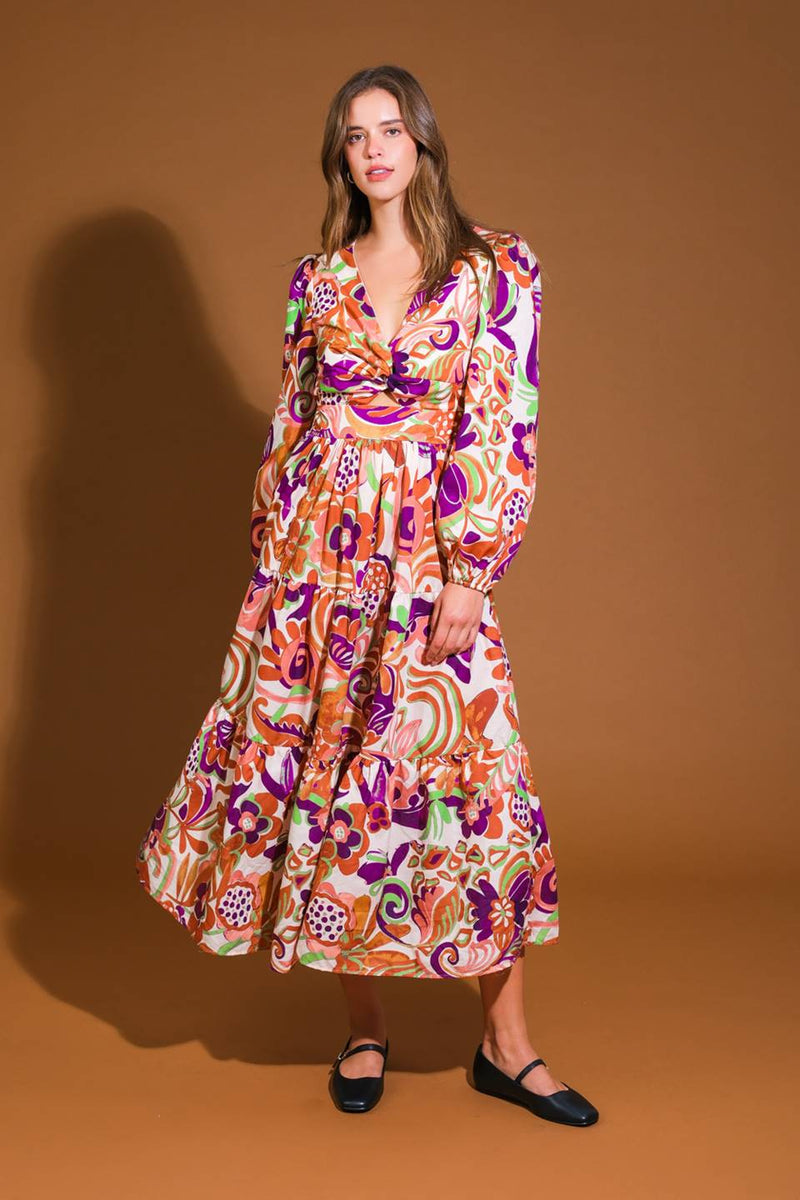 BLOSSOM BEAUTY gewebt MIDI Kleid