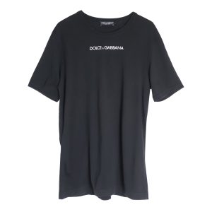 Dolce & Gabbana Logo-T-Shirt aus schwarzer Baumwolle