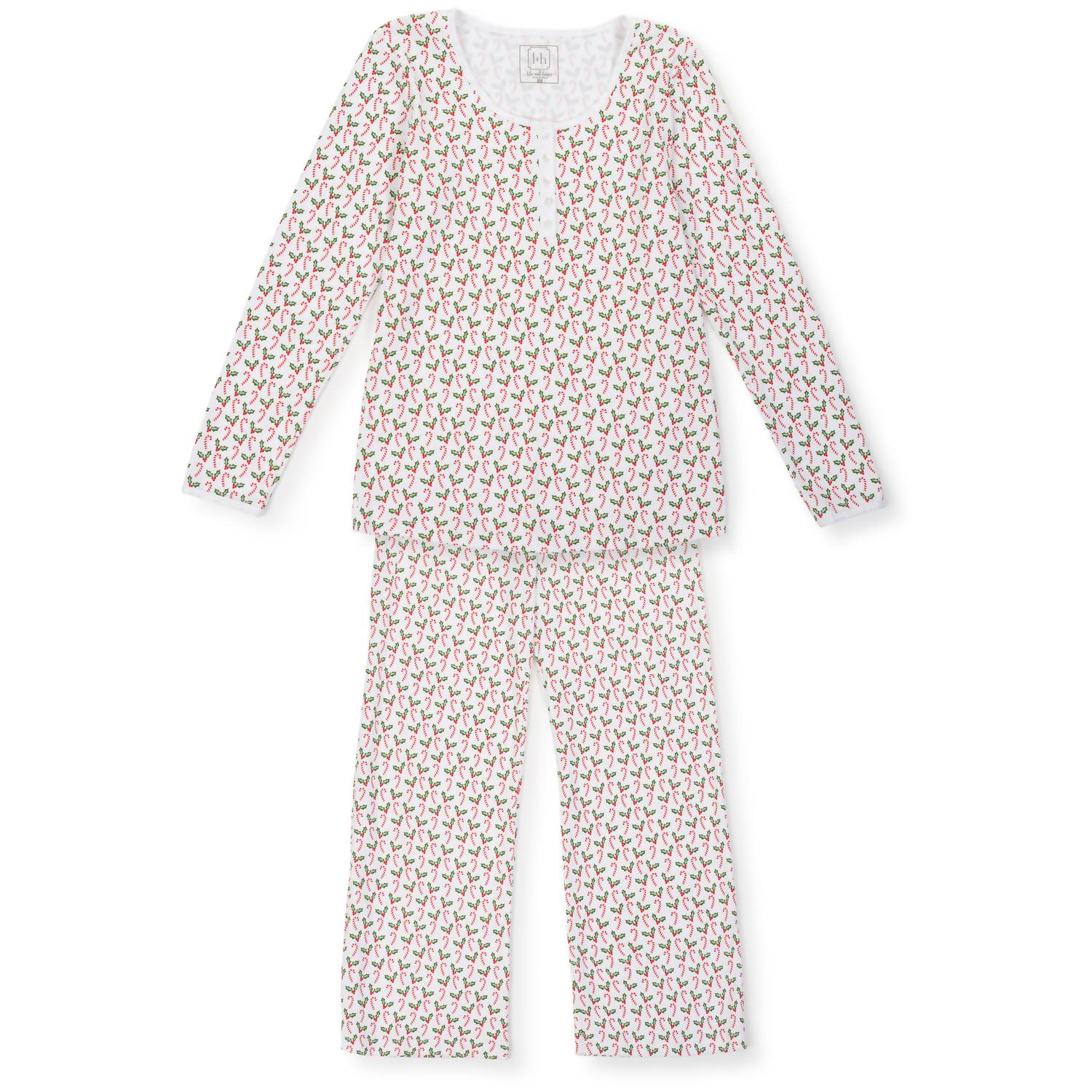 Damen Weihnachten Pyjama Set in Süßigkeiten Cane & Holly