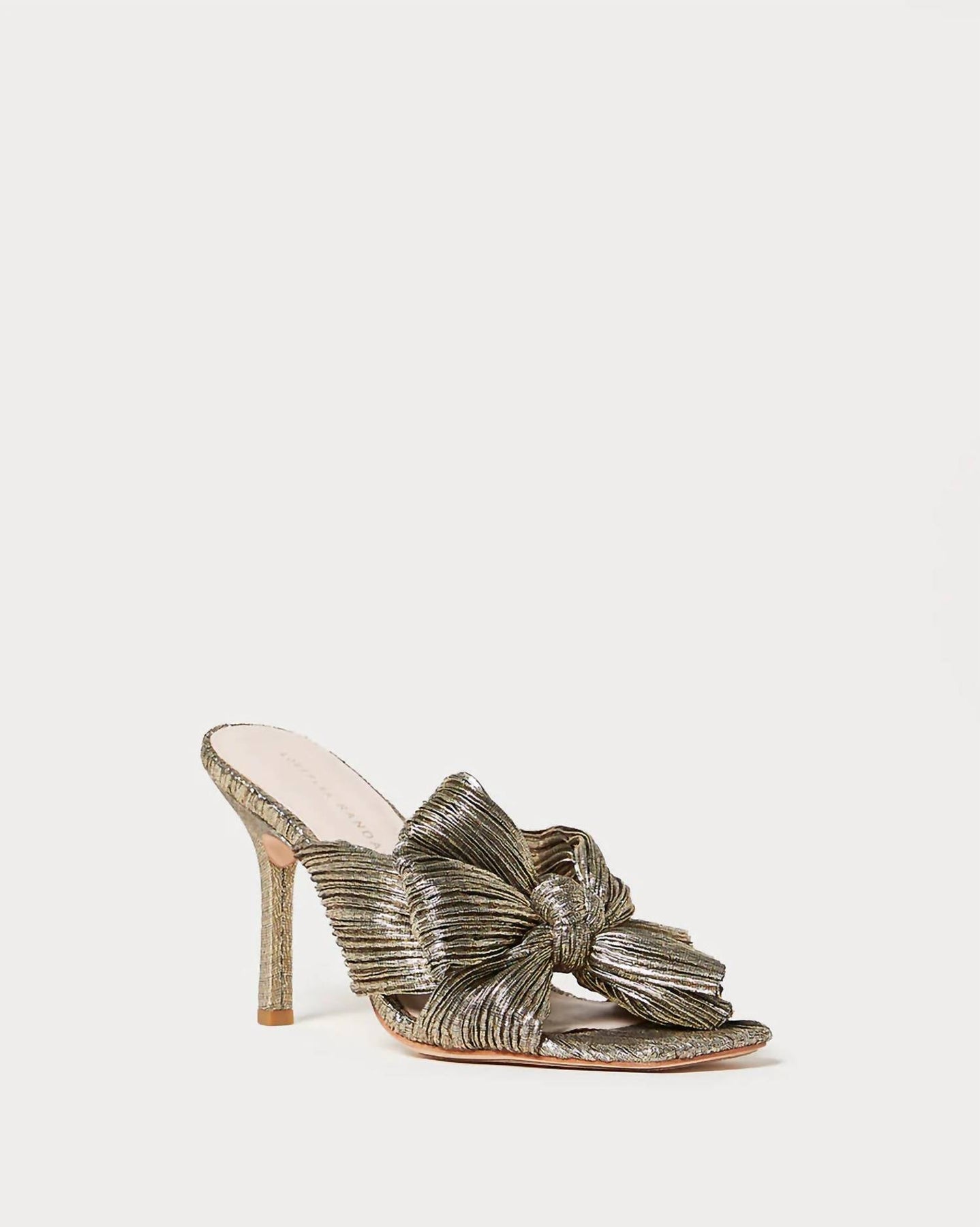 Damen Claudia Plissee Bow Mule Sandalette in Gold