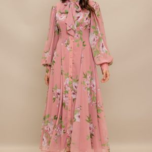 staubig rosa botanica gewebt Midikleid