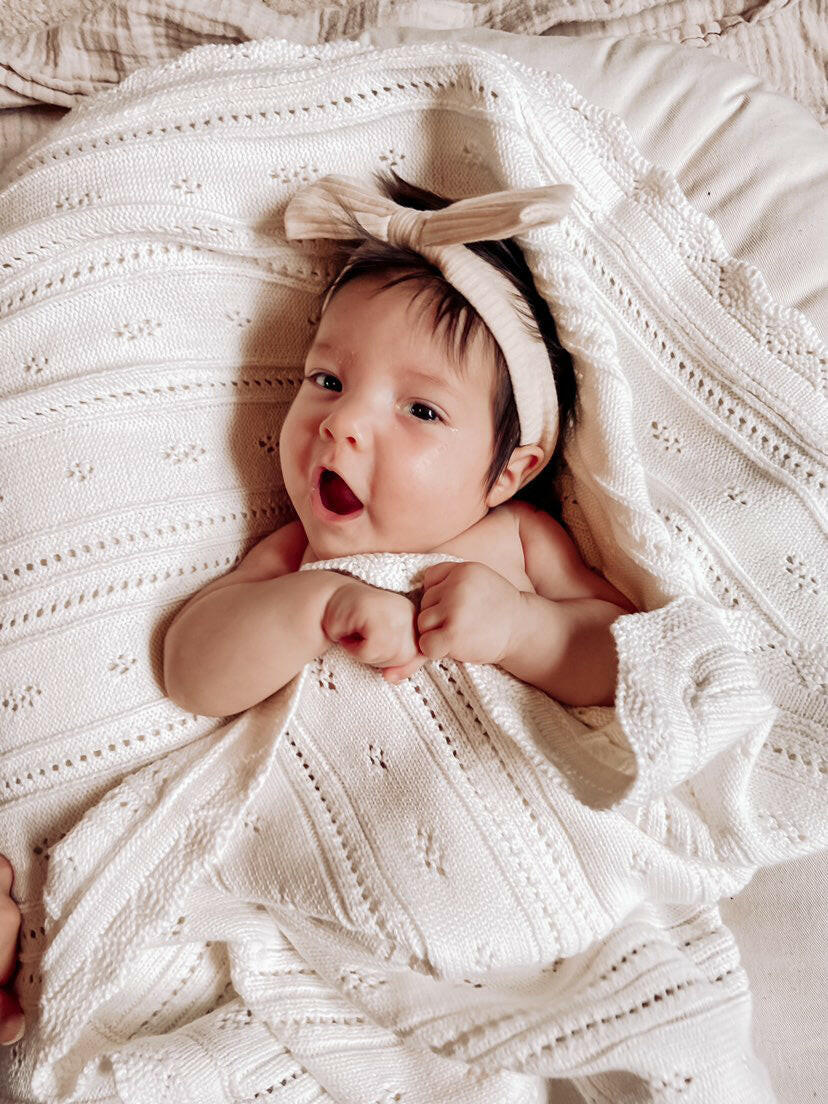 Pointelle Babydecke – Weiß