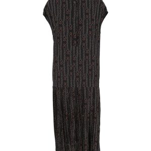 Chain Print Pleated Midikleid