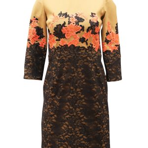 Erdem Lace gesticktes Schichtkleid in Tan Leinen 7764870758460