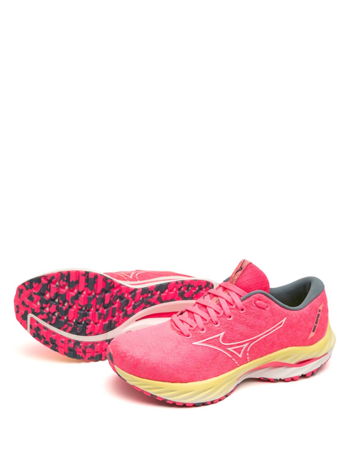 Damen Wave Inspire Laufschuhe in Highvis/Rosa/snowwhite