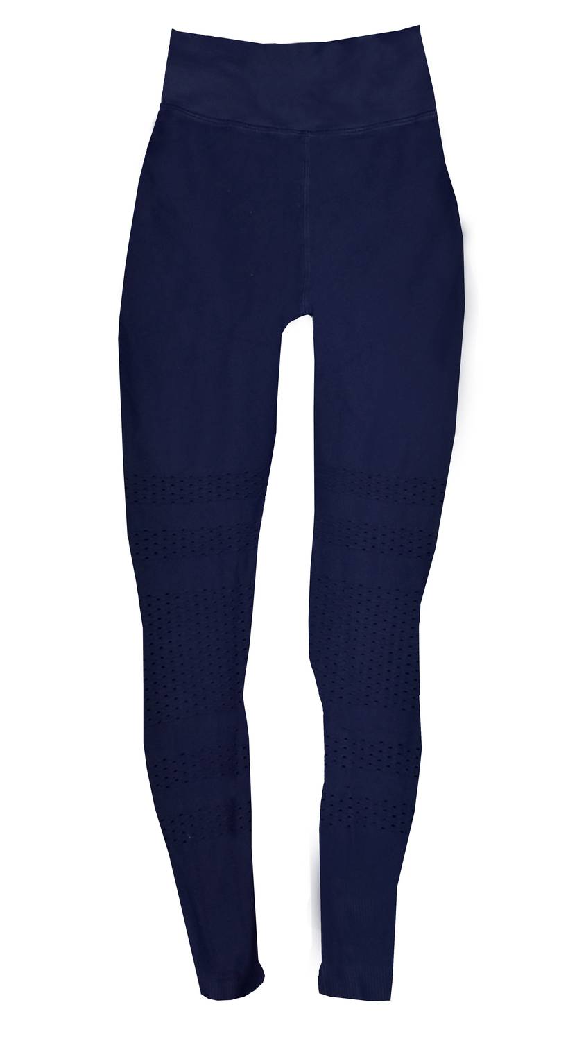 Damen strukturierte Capri hoher Bund Leggings in blau