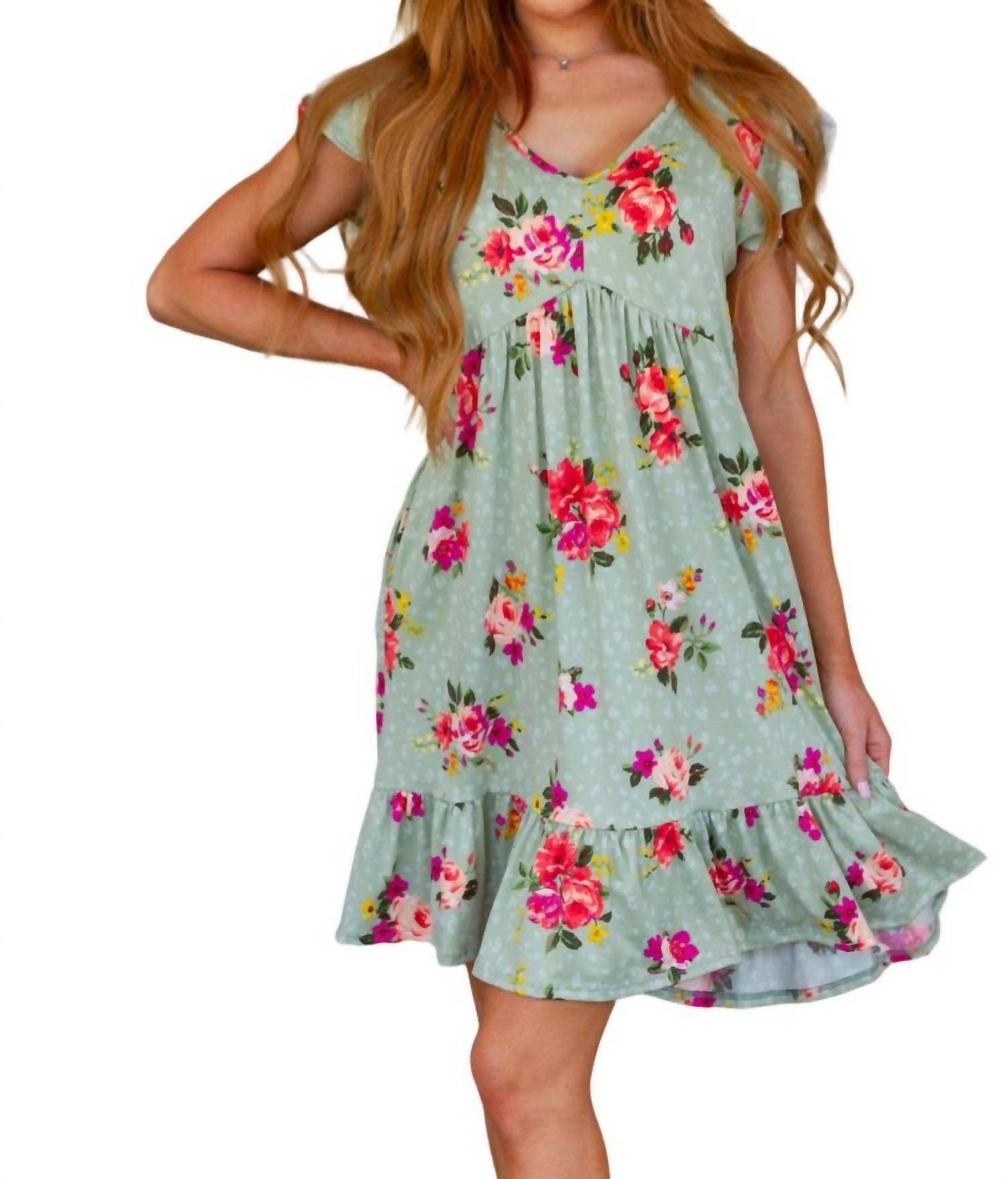 Kann nicht kämpfen das Gefühl Blumenkleid in Salbei