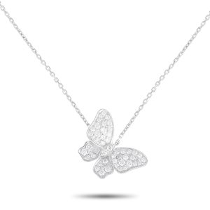 LB Exclusive 18K Weißgold 0.65ct Diamant Schmetterling Halskette Ank-16555