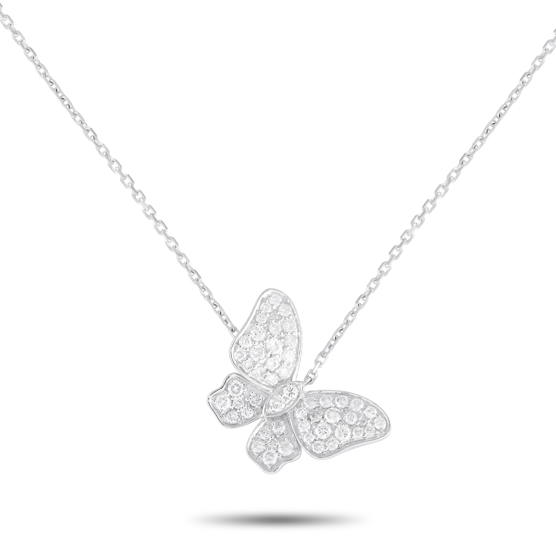 LB Exclusive 18K Weißgold 0.65ct Diamant Schmetterling Halskette ANK-16555