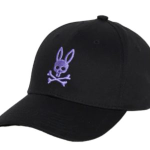 Psycho Bunny Chicago gestickte Baseballkappe schwarz/lila B6A575Z1HT-blk