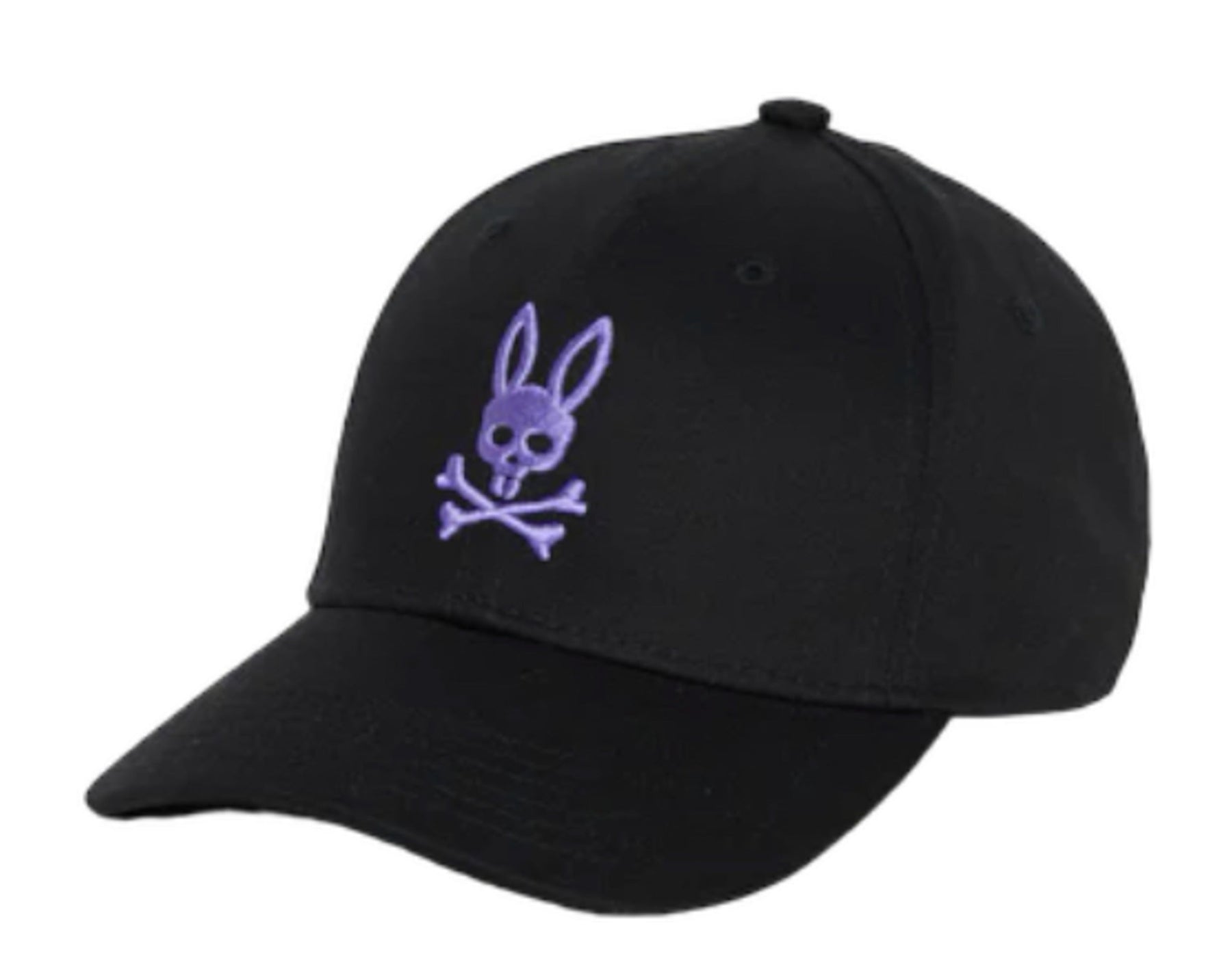 Psycho Bunny Chicago bestickt Baseball Kappe schwarz / lila B6A575Z1HT-BLK