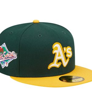 New Era Oakland Athletics Letterman 59FIFTY Fitted Verschlusskappe 60296438 – grün/gelb