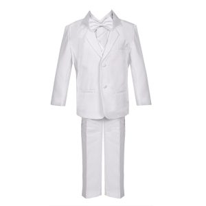 Baby Jungen Weiß 5pc Klassische Weste Jacke Hosen Besondere Anlässe Tuxedo Anzug 3-24M